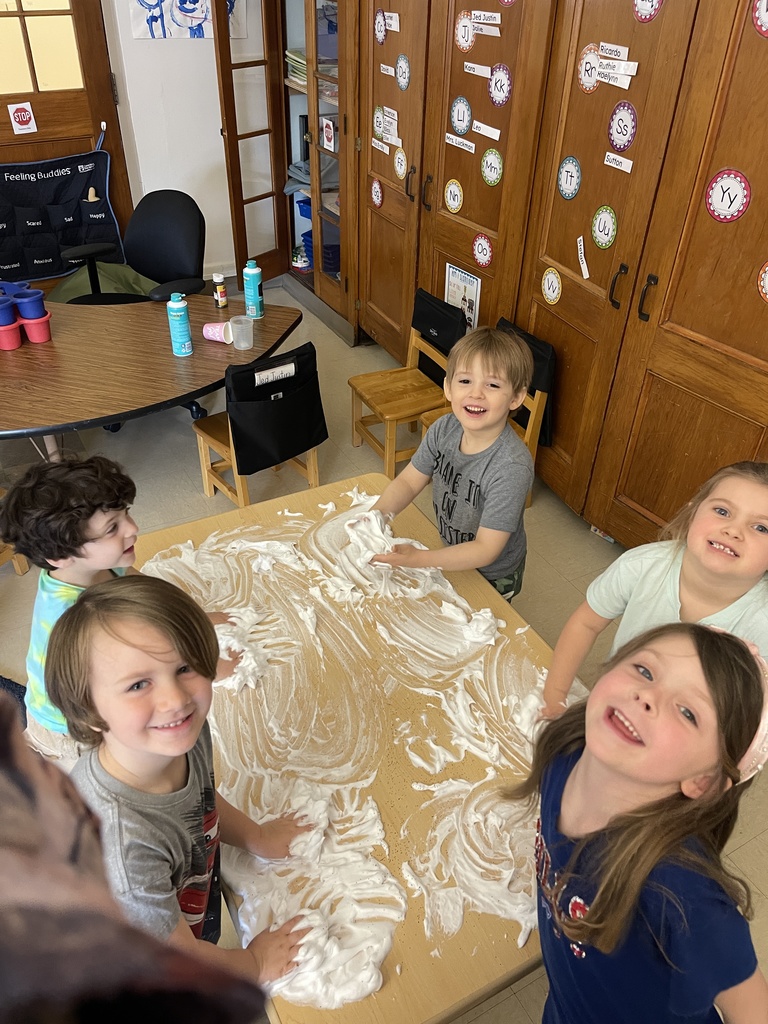 students playing with shaving cream