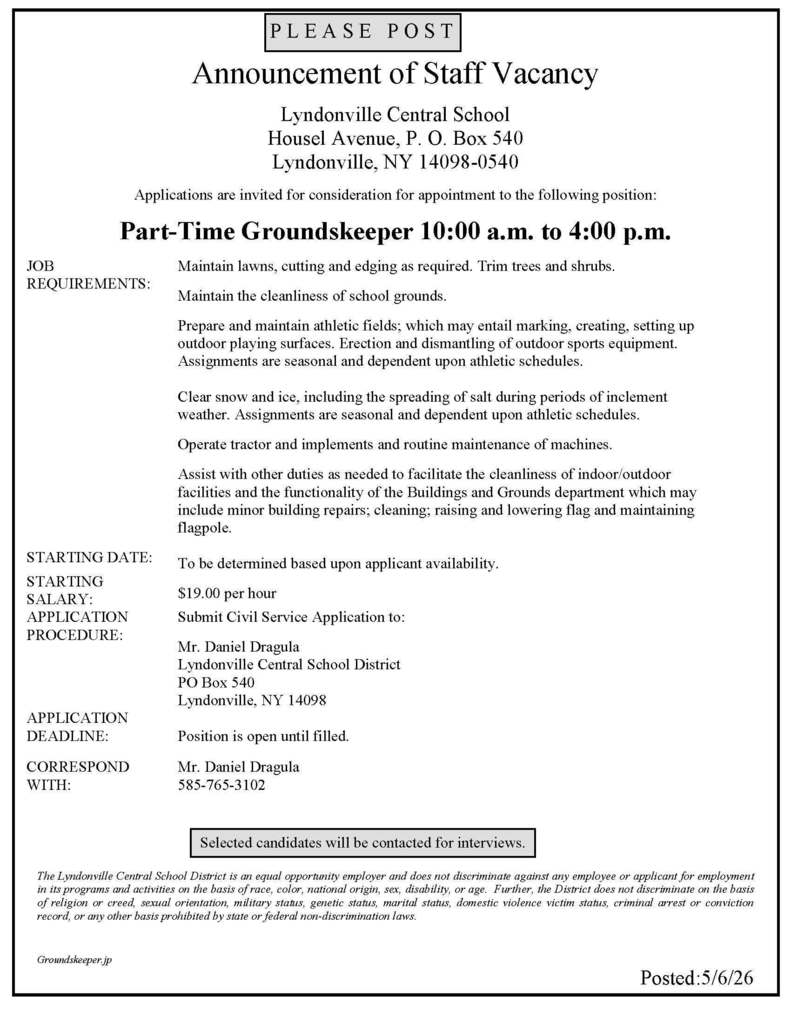 part-time groundskeeper job posting