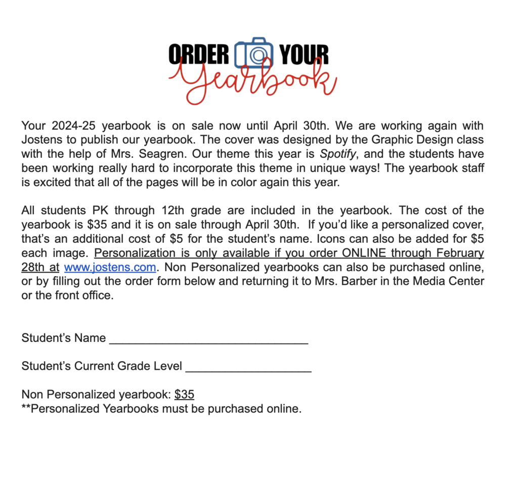Order your Yearbook