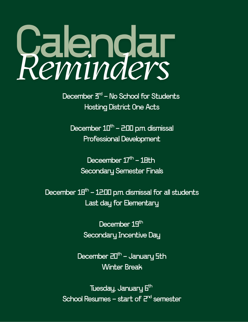 Calendar Reminderes