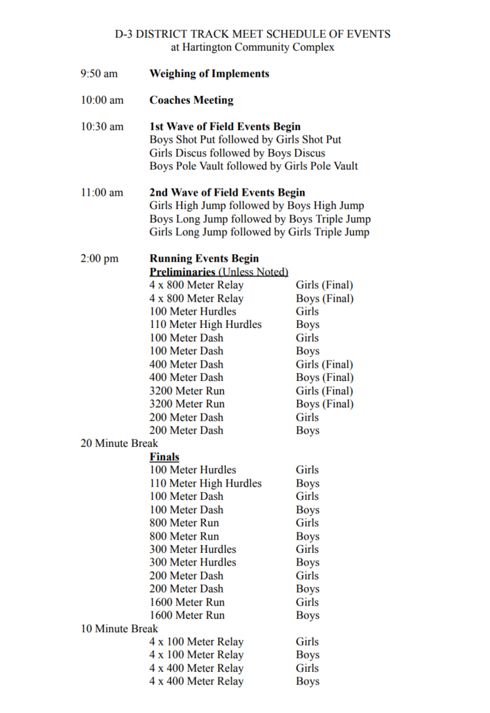 District Schedule