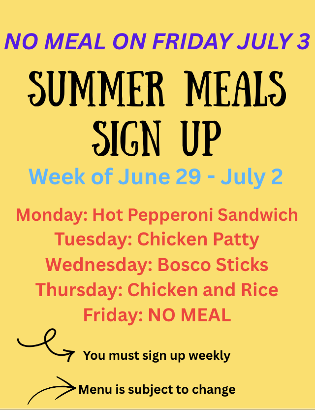 Summer Meals Sign up flyer