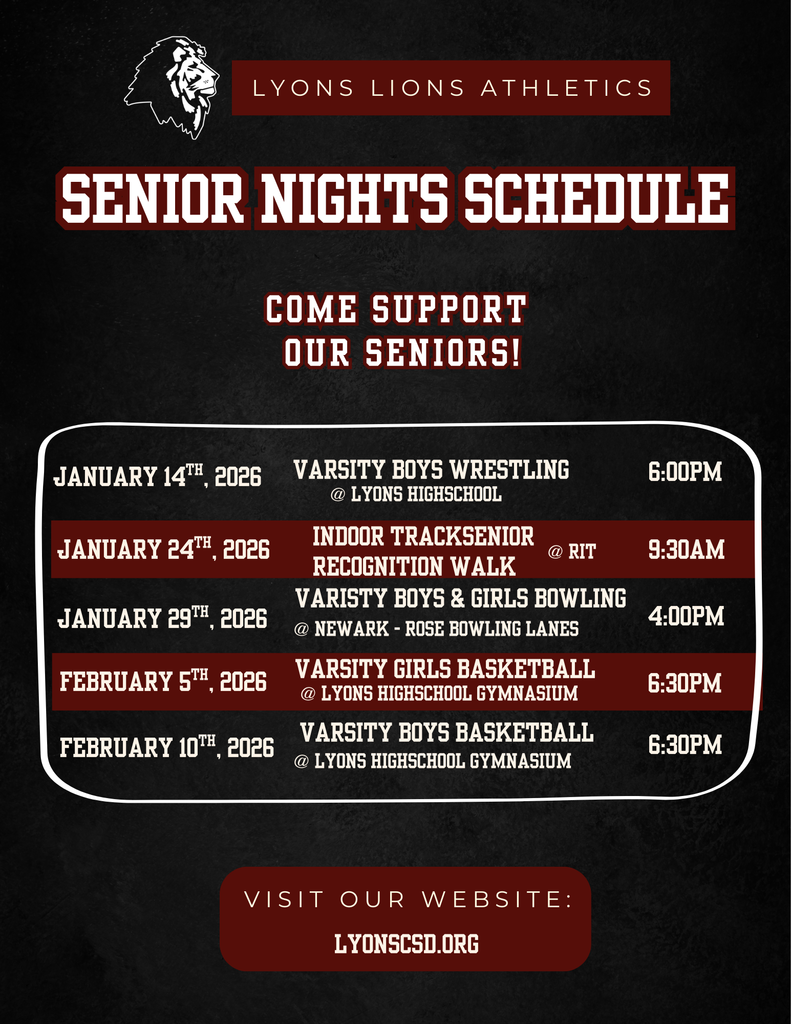 FINALLyons Senior Night Schedule