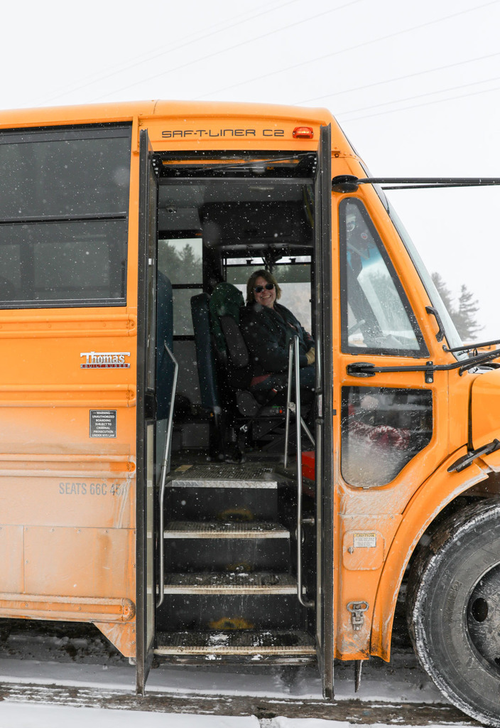 bus driver in the snow