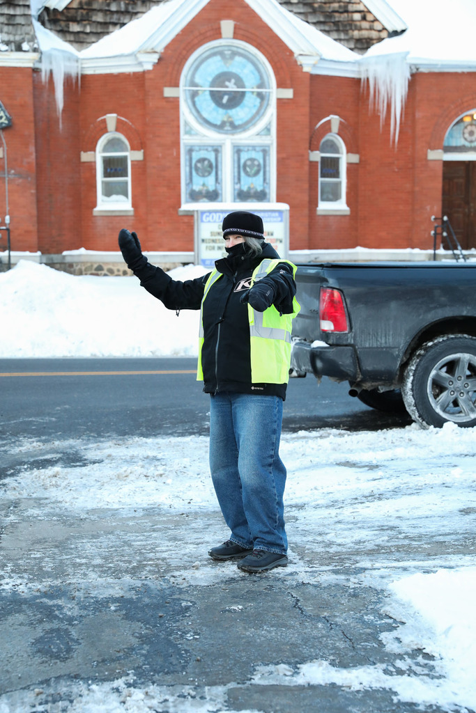 Staff directing traffic