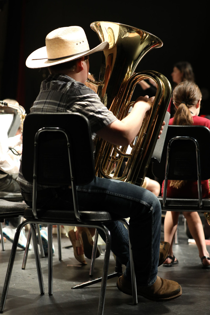 student in band