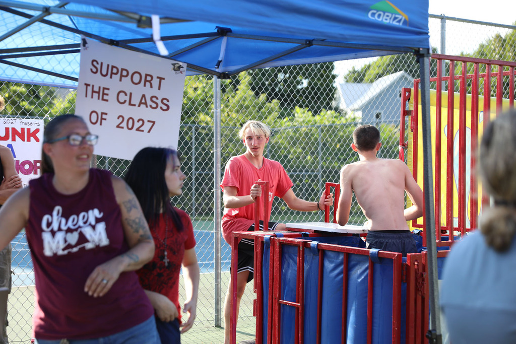 seniors at dunk tank fundraiser
