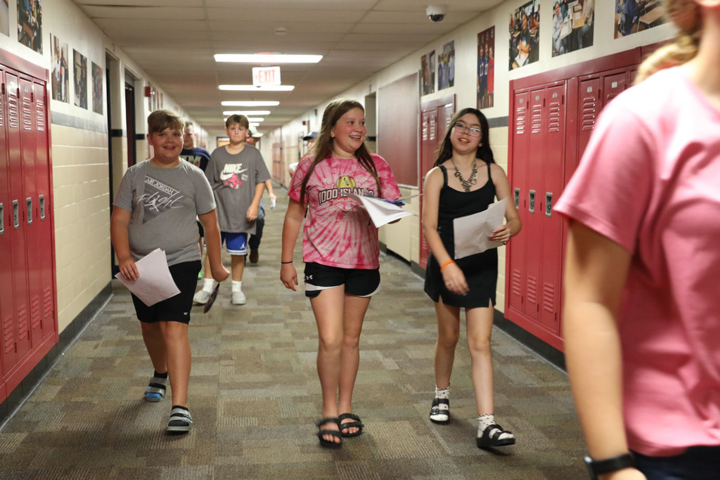 students in hallway