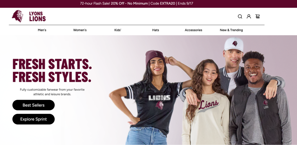 Sideline Store webpage