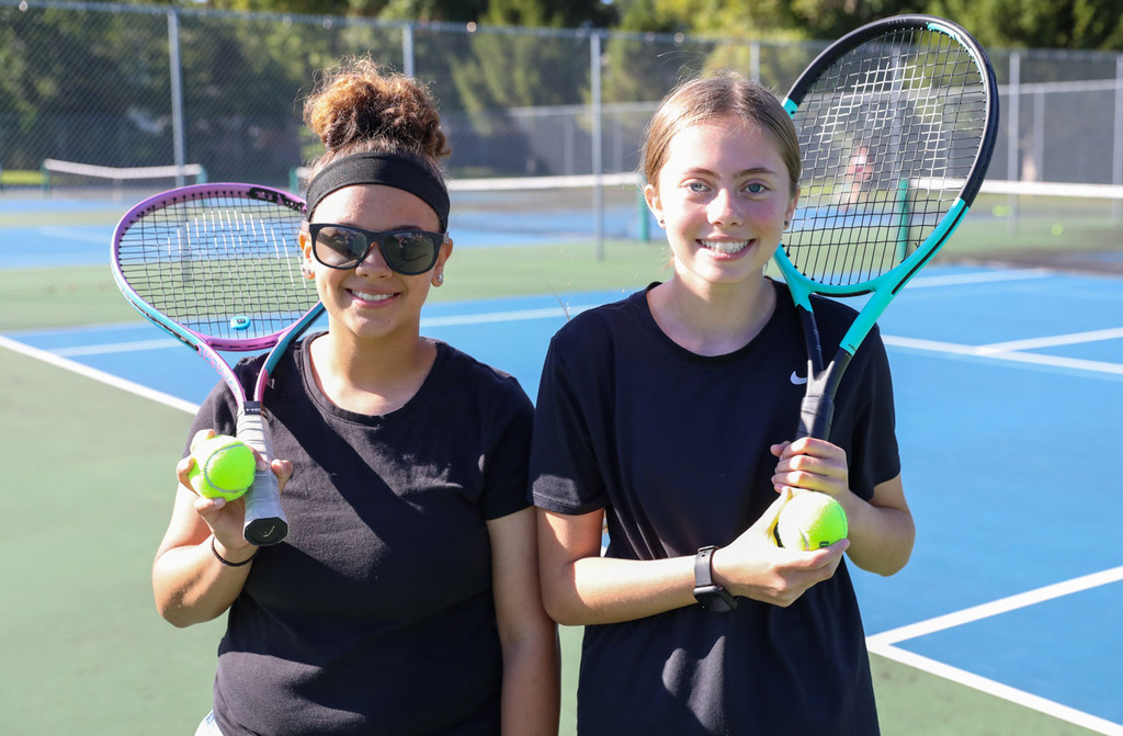 Anaya and megan with tennis rackets