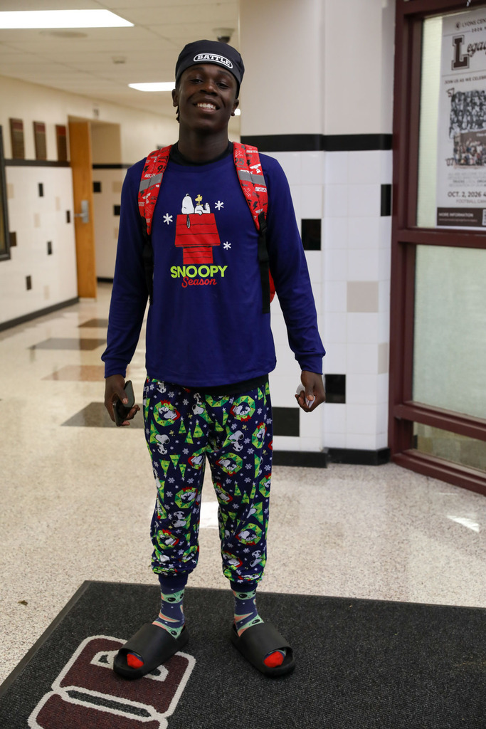 student in pajamas during spirit