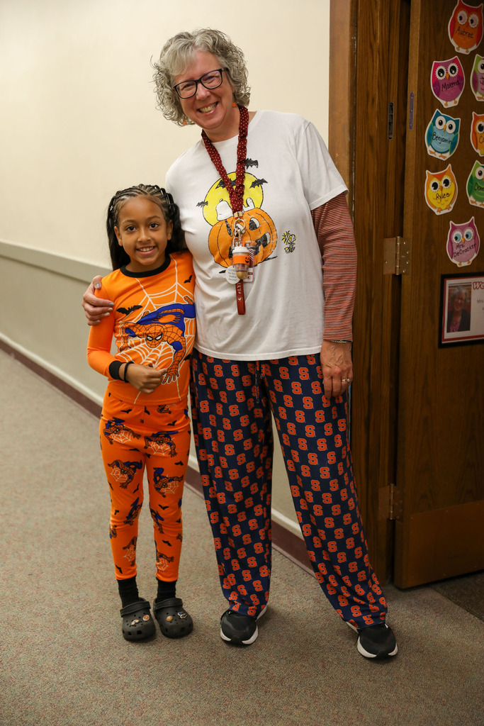 student and teacher in halloween costume