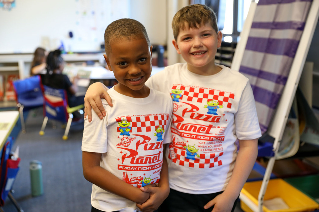 students with matching shirts