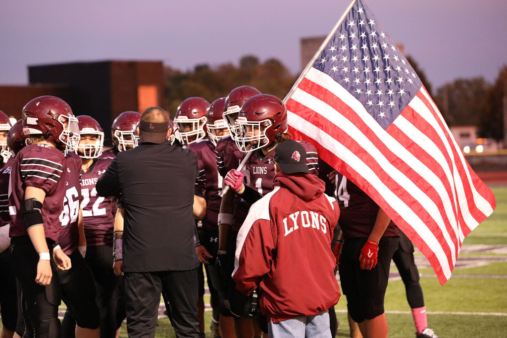 football team with american flag