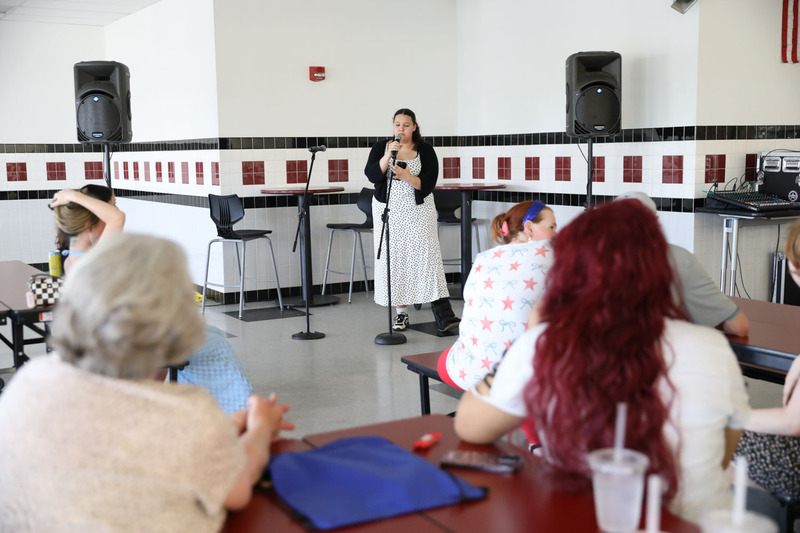 student singing