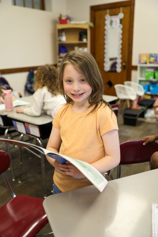student reading