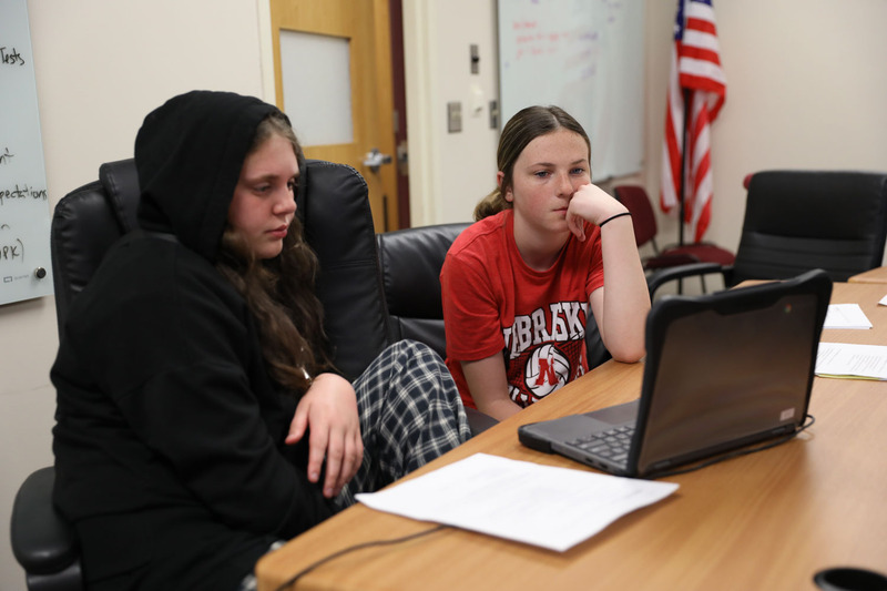 students learning