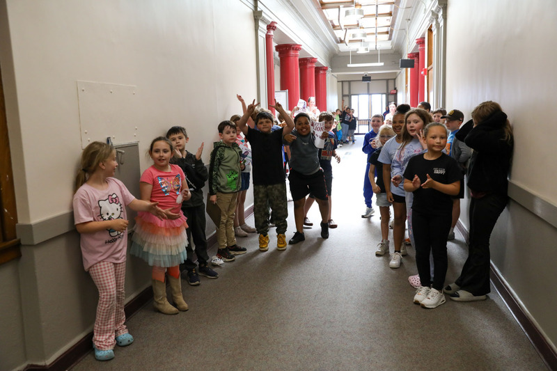 students cheering