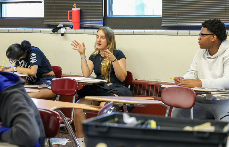 students in discussion