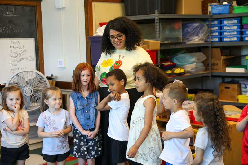 students with teacher