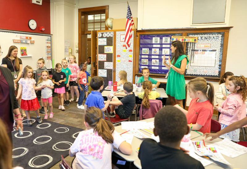 students visiting a classroom