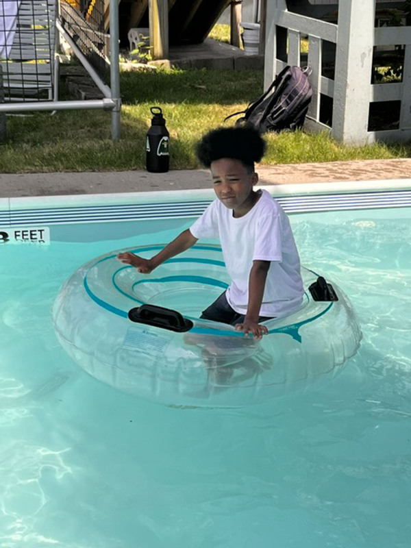 student on lazy river