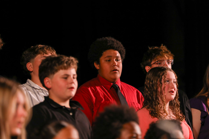 student singing