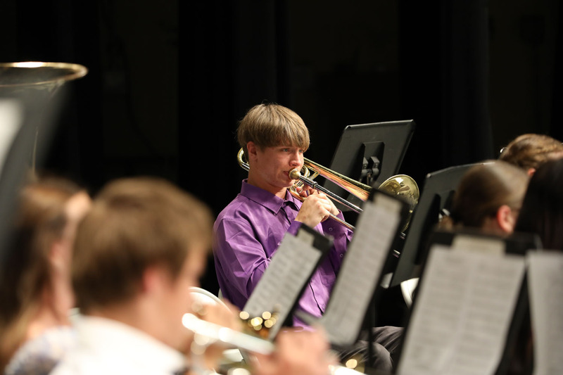 student playing trumpet