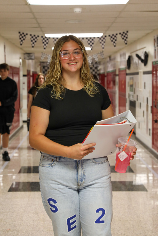 student in hallway