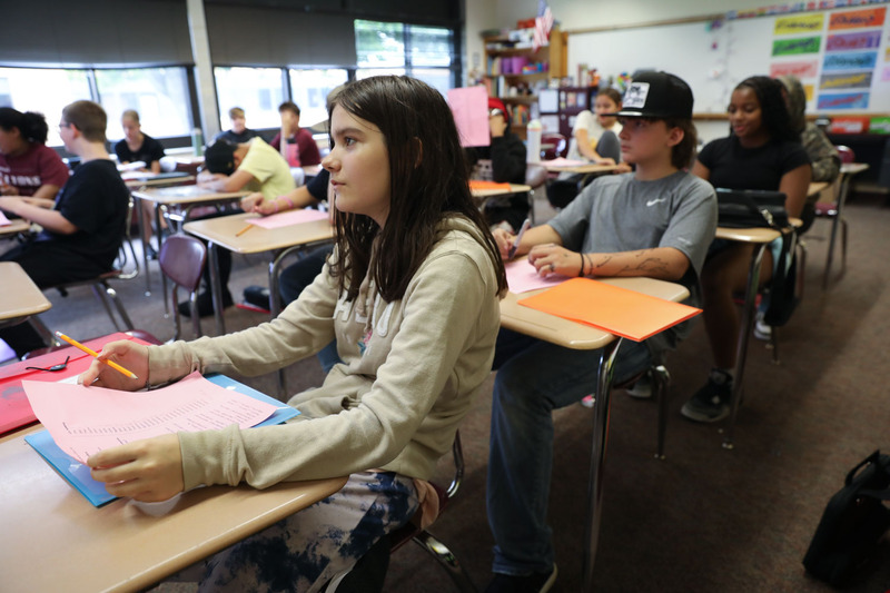 students learning