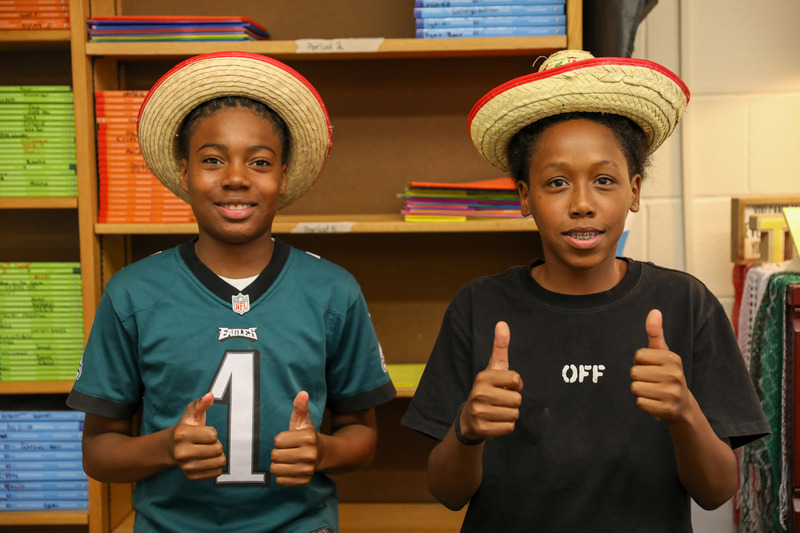 students with sombreros