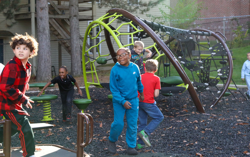 kids running around the playground