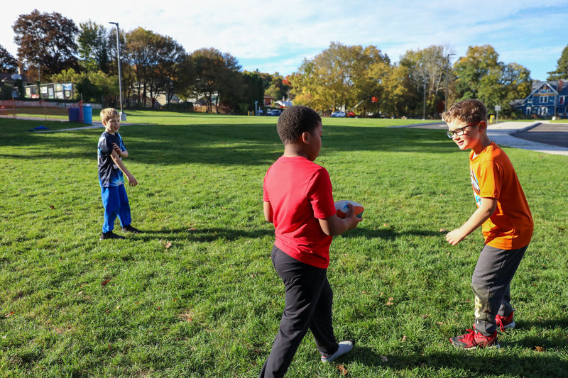 kids playing football