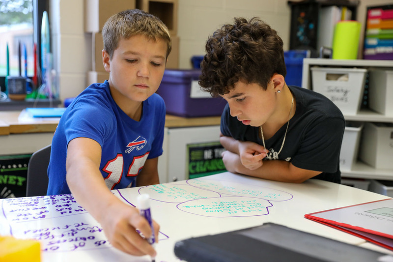 students writing