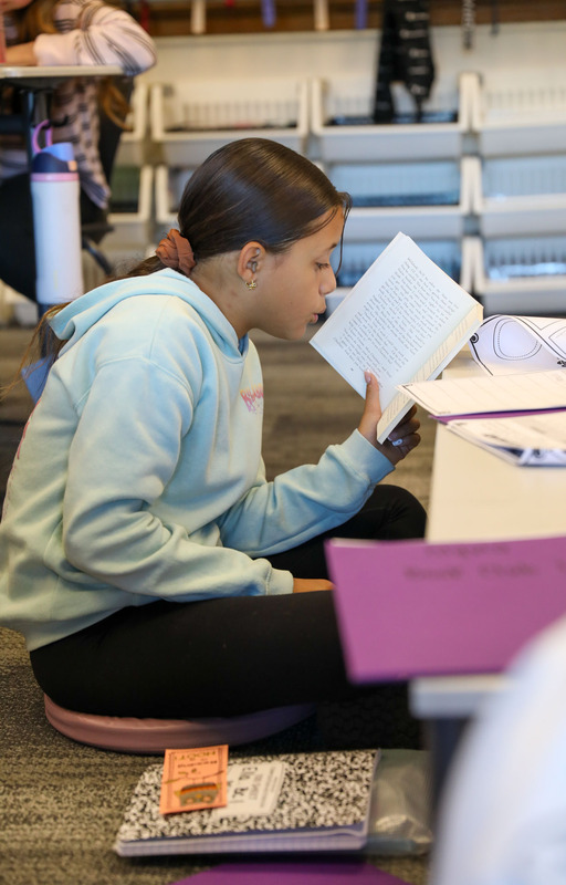 student reading