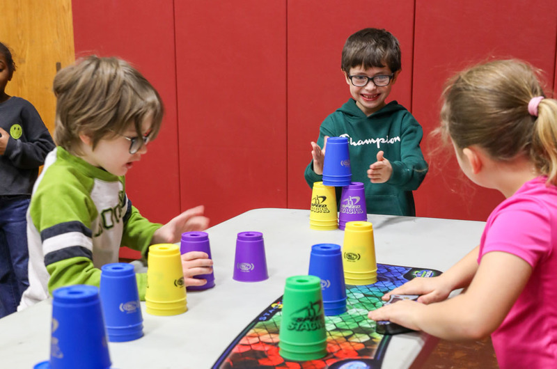 students stacking cups 3