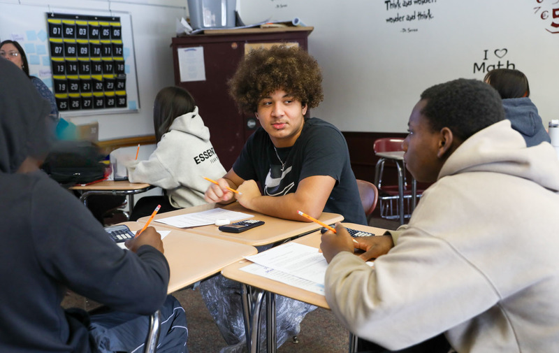 student in math class