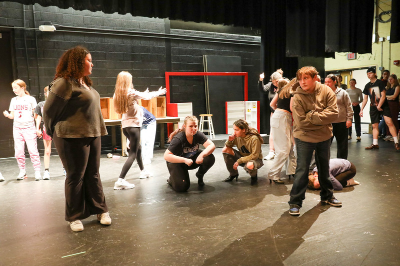 students acting at musical practice