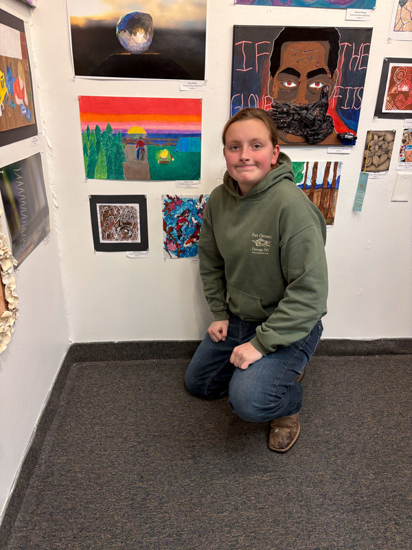 student at art show