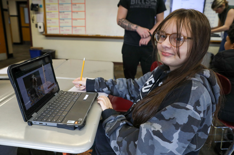 7th grader in english class