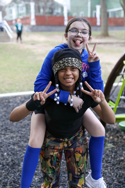 students playing on playground