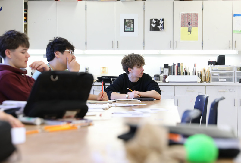 student learning in art