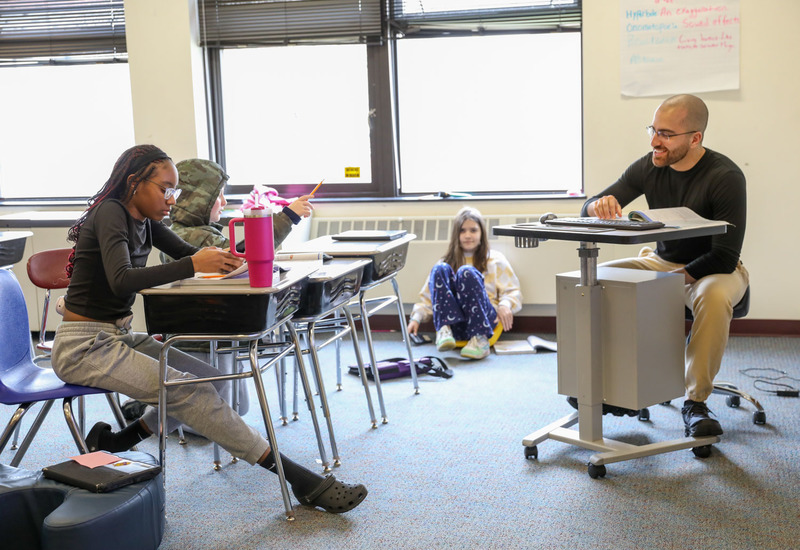 students in math class