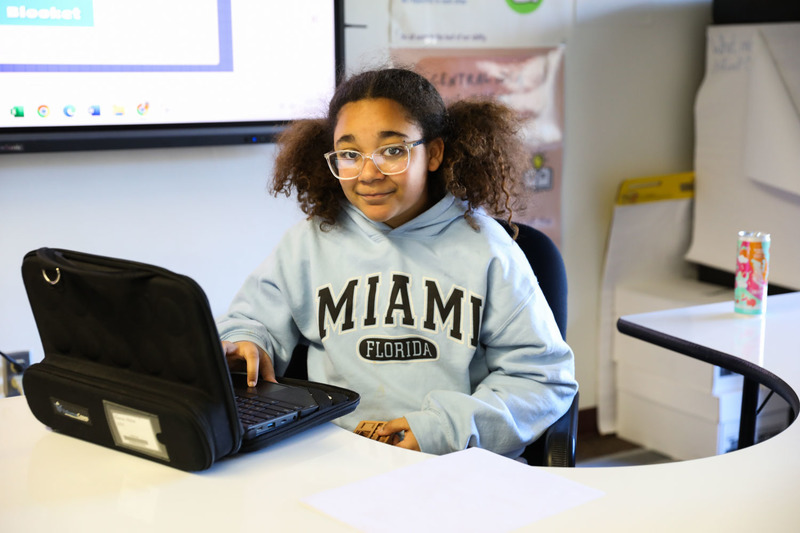 student working on iready