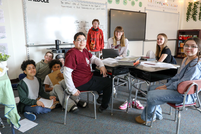 Ms. Johnson and students in science class