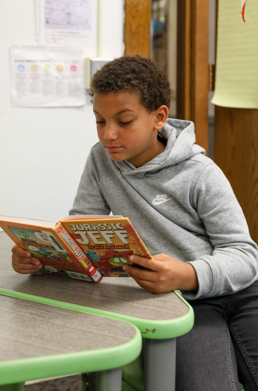 student reading