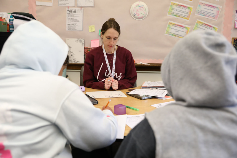 mrs fries working with students