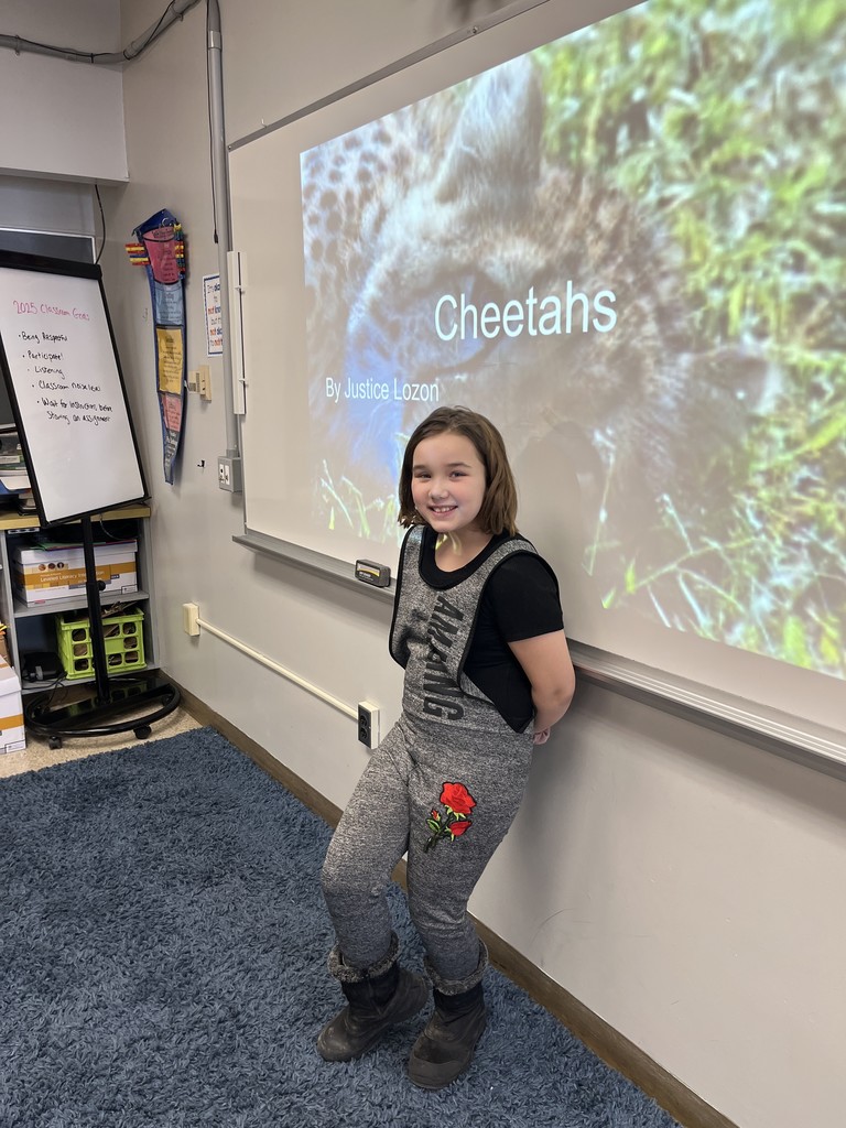 4th graders from Clinton Elementary in Miss Swicker's class are presenting their animal research reports