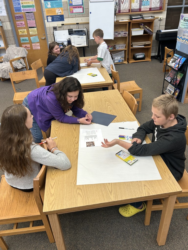 students in these pictures are involved in team building, exploring new books, and a hands-on STEM projects.