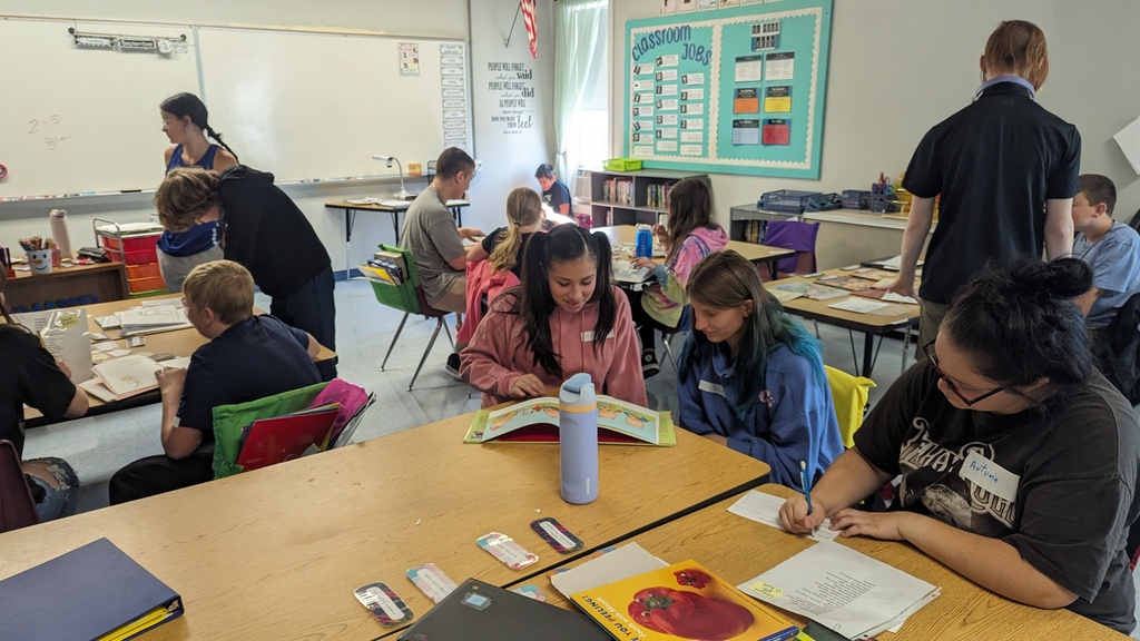 This picture shows students working on reading and reading assigments.